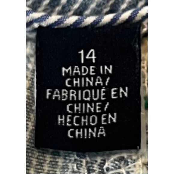 TOMMY HILFIGER FLAT FRONT MINI PENCIL SKIRT, WOMENS, 14, BLUE/WHITE STRIPES - Picture 9 of 11